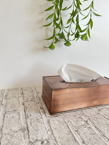 Handmade Copper Tissue Box Cover – Minimalist Metal Decorative Tissue Holder