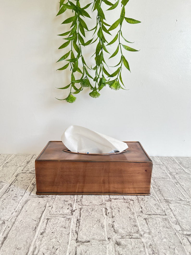 Handmade Copper Tissue Box Cover – Minimalist Metal Decorative Tissue Holder