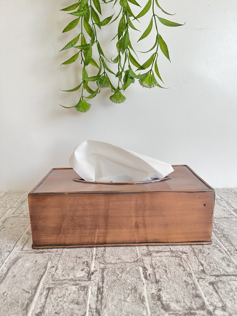 Handmade Copper Tissue Box Cover – Minimalist Metal Decorative Tissue Holder