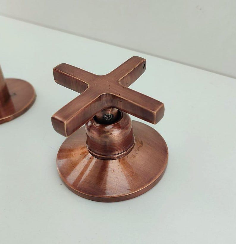 Weathered Copper Gooseneck Faucet – Widespread 3-Hole Sink Mixer