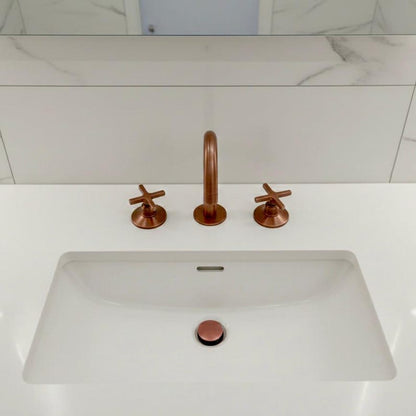 Weathered Copper Gooseneck Faucet – Widespread 3-Hole Sink Mixer