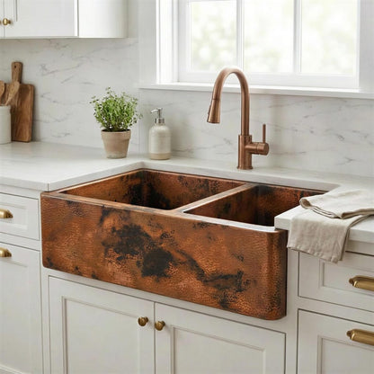 Luxury Hammered Copper Farmhouse Sink