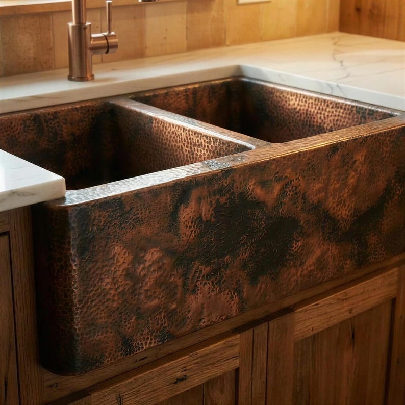 Luxury Hammered Copper Farmhouse Sink
