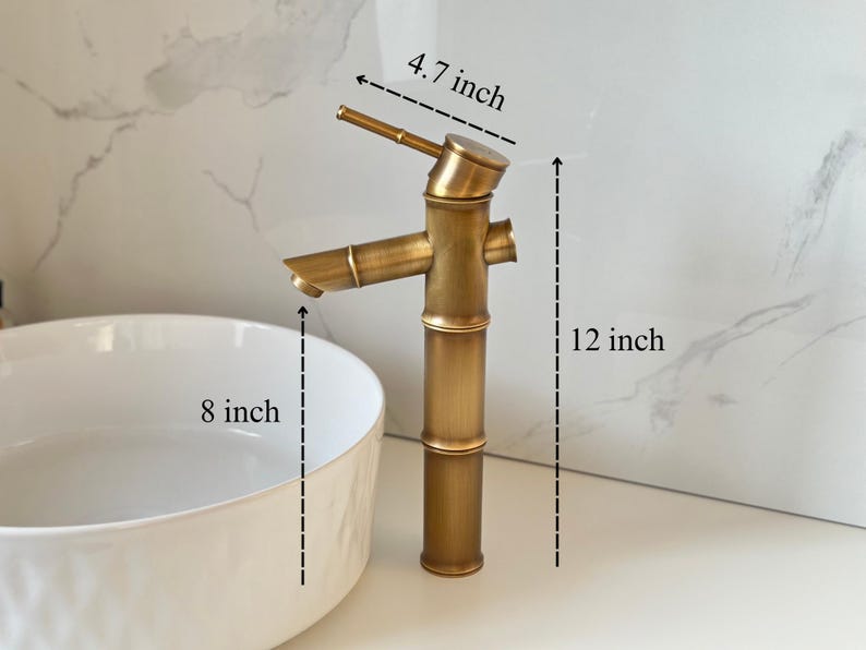 Handcrafted Antique Brass Bamboo Vessel Faucet
