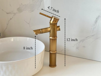 Handcrafted Antique Brass Bamboo Vessel Faucet