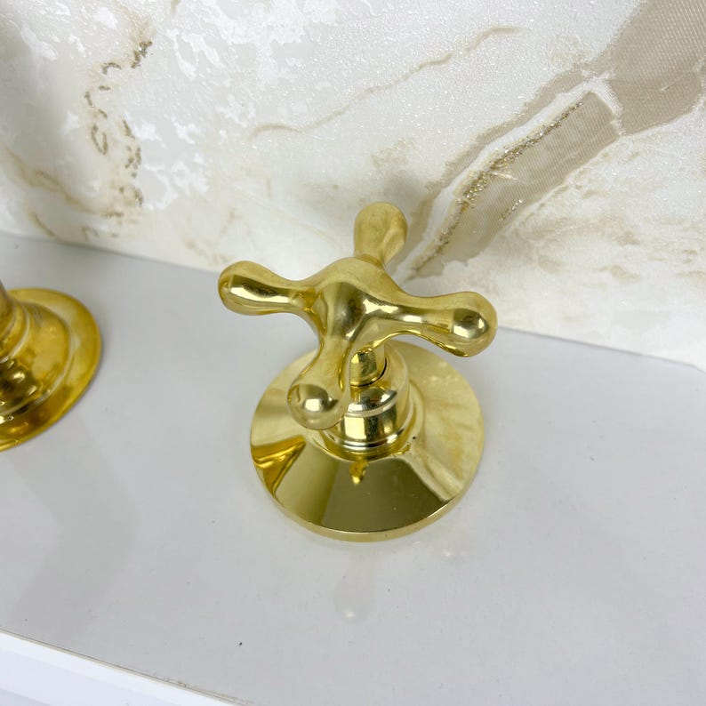 Classic Polished Brass Widespread Faucet with Cross Handles