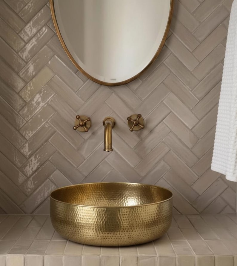 Artisanal Hammered Brass Sink