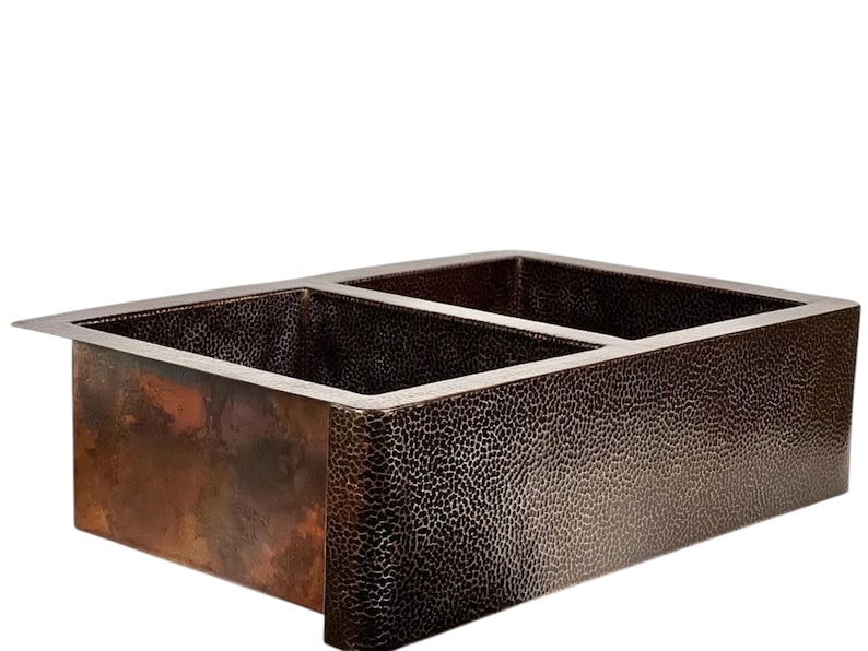 Artisan Hand-Hammered Double-Bowl Dark Bronze Sink