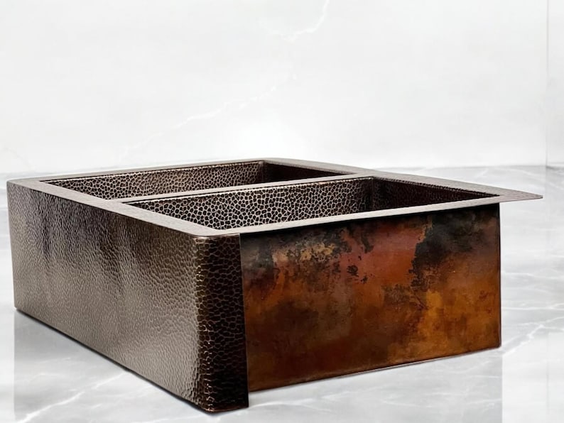 Artisan Hand-Hammered Double-Bowl Dark Bronze Sink