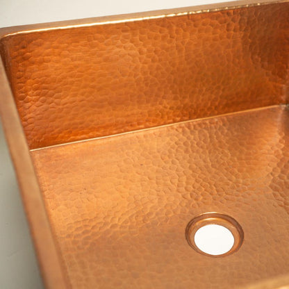 Artisan Hand-Hammered Square Copper Prep Sink