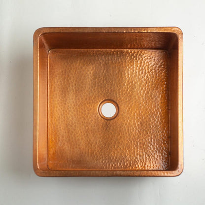 Artisan Hand-Hammered Square Copper Prep Sink
