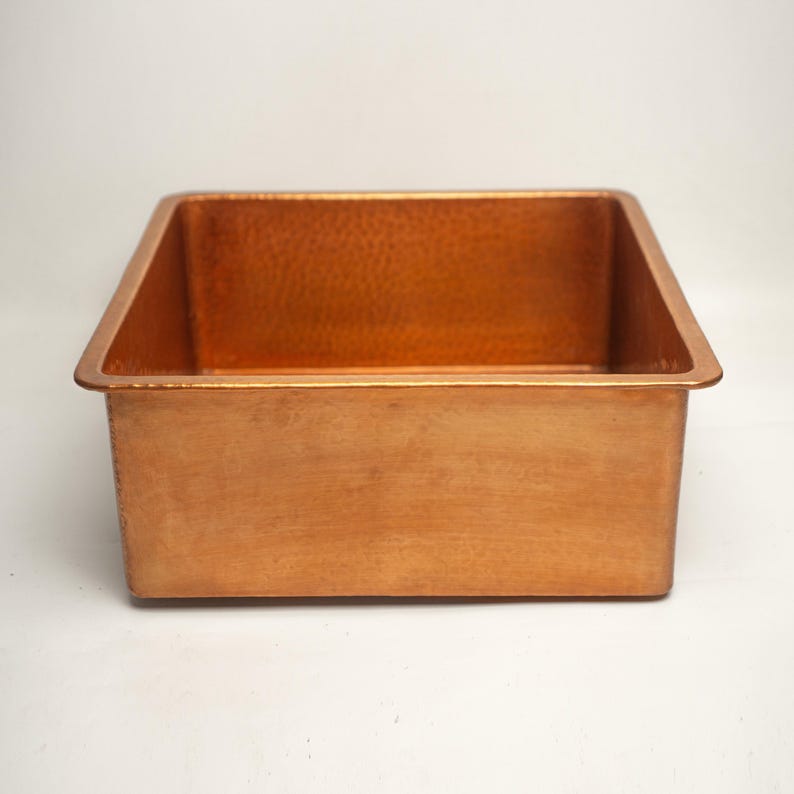Artisan Hand-Hammered Square Copper Prep Sink