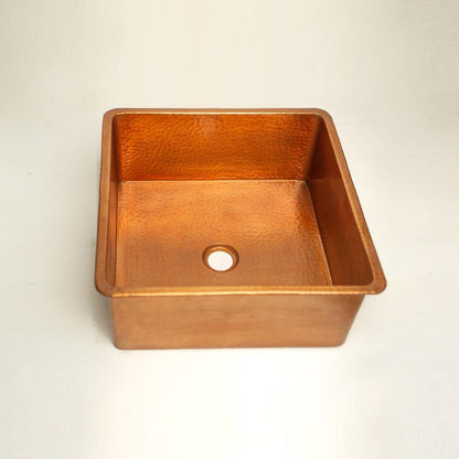 Artisan Hand-Hammered Square Copper Prep Sink