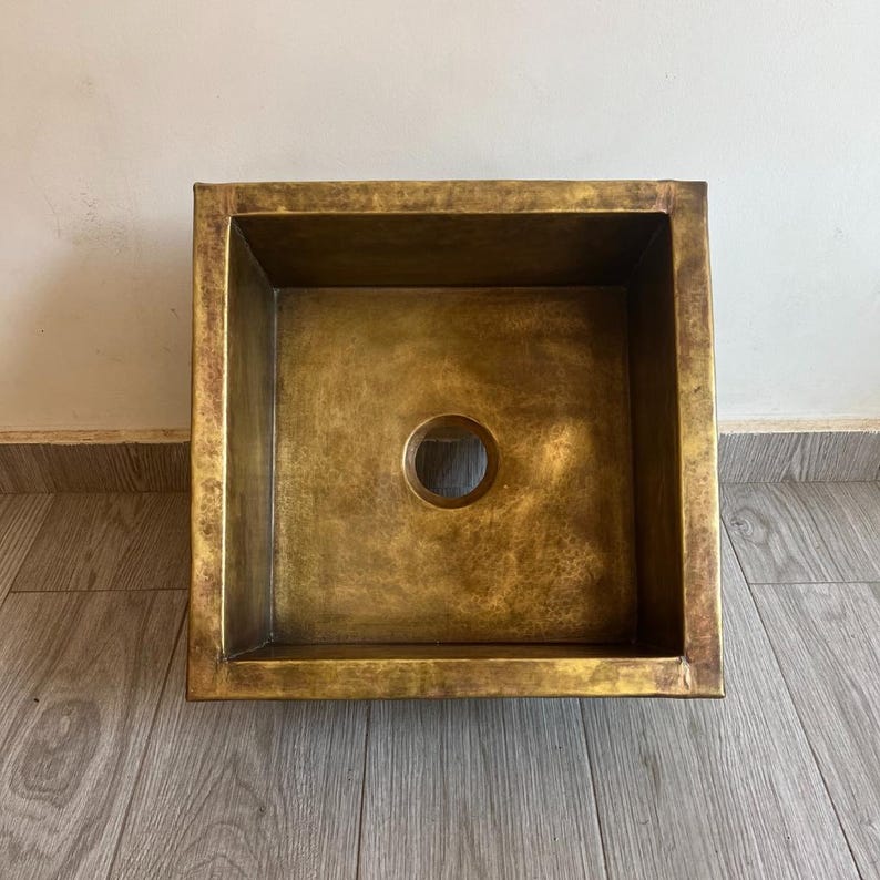Artisan Hand-Hammered Brass Square Prep Sink