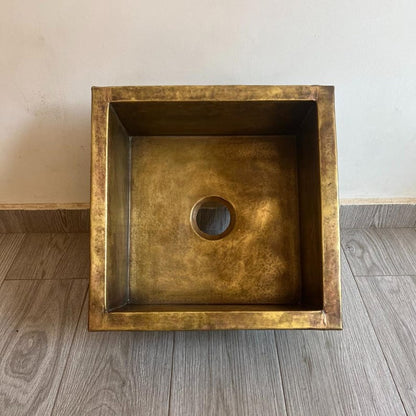 Artisan Hand-Hammered Brass Square Prep Sink
