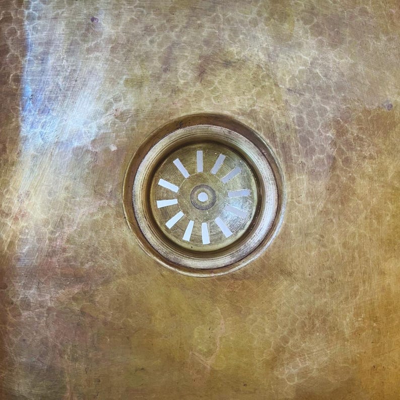 Artisan Hand-Hammered Brass Square Prep Sink