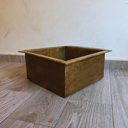 Artisan Hand-Hammered Brass Square Prep Sink