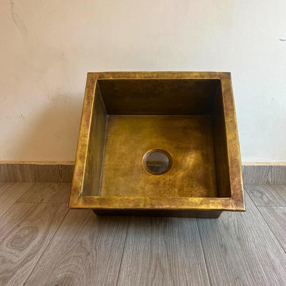 Artisan Hand-Hammered Brass Square Prep Sink