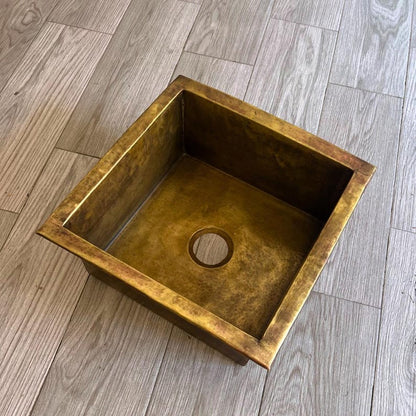 Artisan Hand-Hammered Brass Square Prep Sink