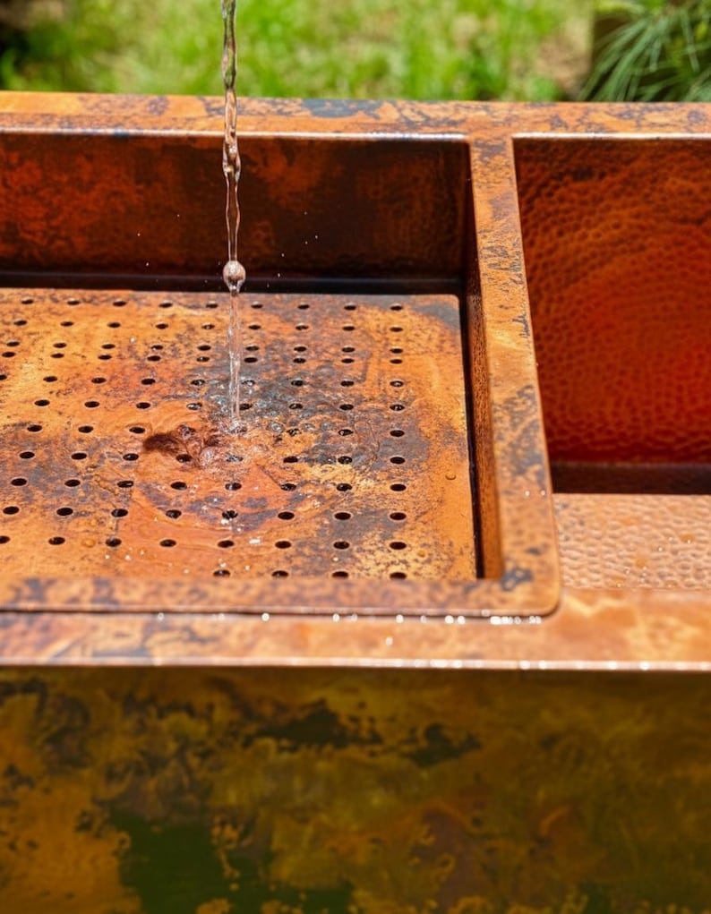 Artisan Double-Bowl Copper Sink with Integrated Colander