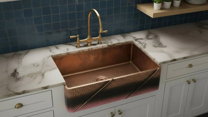 Artisan Hand-Hammered Brass Workstation Sink with Integrated Drainboard