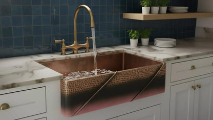 Artisan Hand-Hammered Brass Workstation Sink with Integrated Drainboard