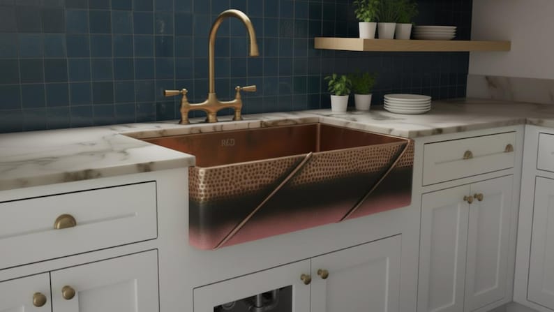 Artisan Hand-Hammered Brass Workstation Sink with Integrated Drainboard