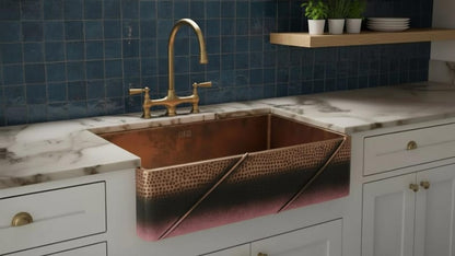 Artisan Hand-Hammered Brass Workstation Sink with Integrated Drainboard