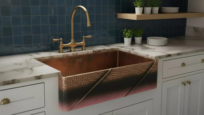 Artisan Hand-Hammered Brass Workstation Sink with Integrated Drainboard