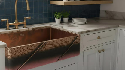 Artisan Hand-Hammered Brass Workstation Sink with Integrated Drainboard