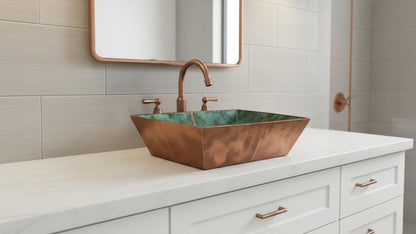 Artisan Hand-Hammered Square Copper Vessel Sink