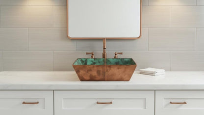 Artisan Hand-Hammered Square Copper Vessel Sink