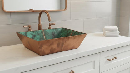 Artisan Hand-Hammered Square Copper Vessel Sink