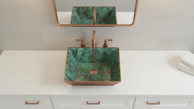 Artisan Hand-Hammered Square Copper Vessel Sink