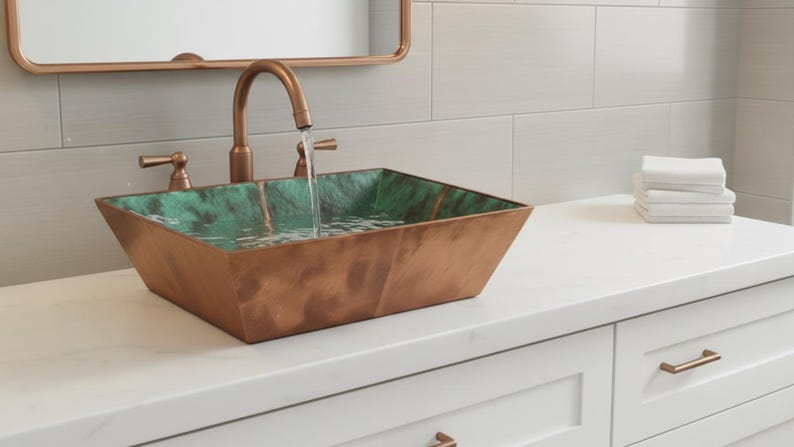Artisan Hand-Hammered Square Copper Vessel Sink