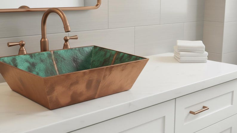 Artisan Hand-Hammered Square Copper Vessel Sink