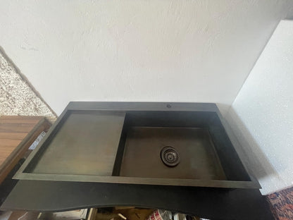 Artisan Brass Workstation Sink with Integrated Drainboard