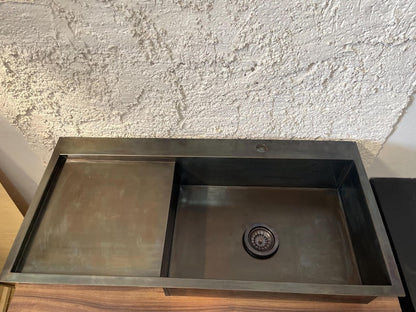 Artisan Brass Workstation Sink with Integrated Drainboard
