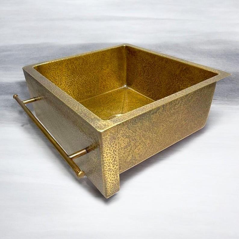 Artisan Brass Farmhouse Sink with Integrated Towel Bar