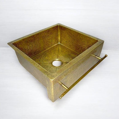 Artisan Brass Farmhouse Sink with Integrated Towel Bar