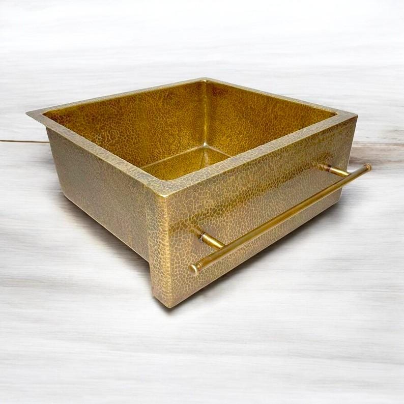 Artisan Brass Farmhouse Sink with Integrated Towel Bar
