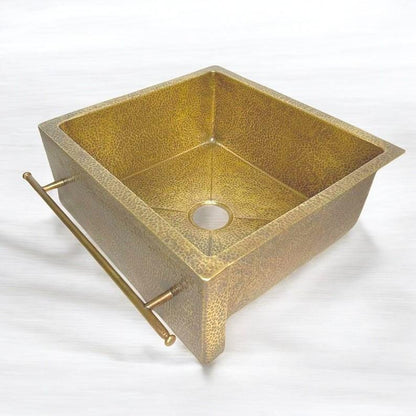 Artisan Brass Farmhouse Sink with Integrated Towel Bar