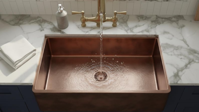 Artisan Copper Farmhouse Sink with Smooth Minimalist Basin