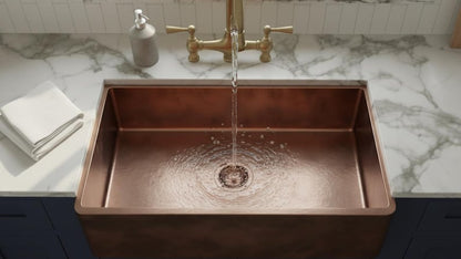 Artisan Copper Farmhouse Sink with Smooth Minimalist Basin