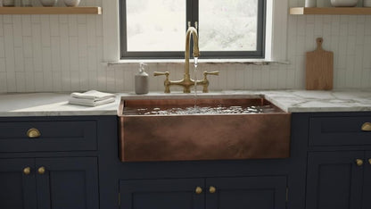 Artisan Copper Farmhouse Sink with Smooth Minimalist Basin