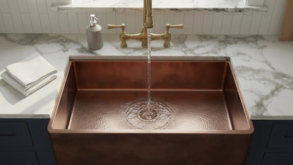 Artisan Copper Farmhouse Sink with Smooth Minimalist Basin