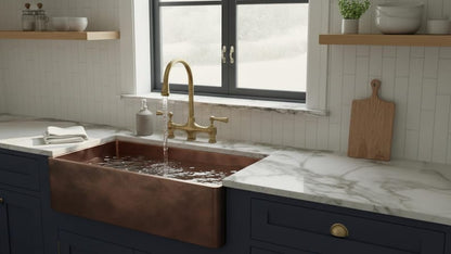 Artisan Copper Farmhouse Sink with Smooth Minimalist Basin