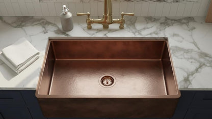 Artisan Copper Farmhouse Sink with Smooth Minimalist Basin