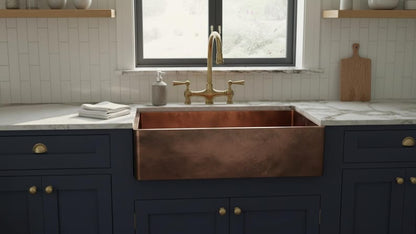 Artisan Copper Farmhouse Sink with Smooth Minimalist Basin