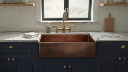 Artisan Copper Farmhouse Sink with Smooth Minimalist Basin